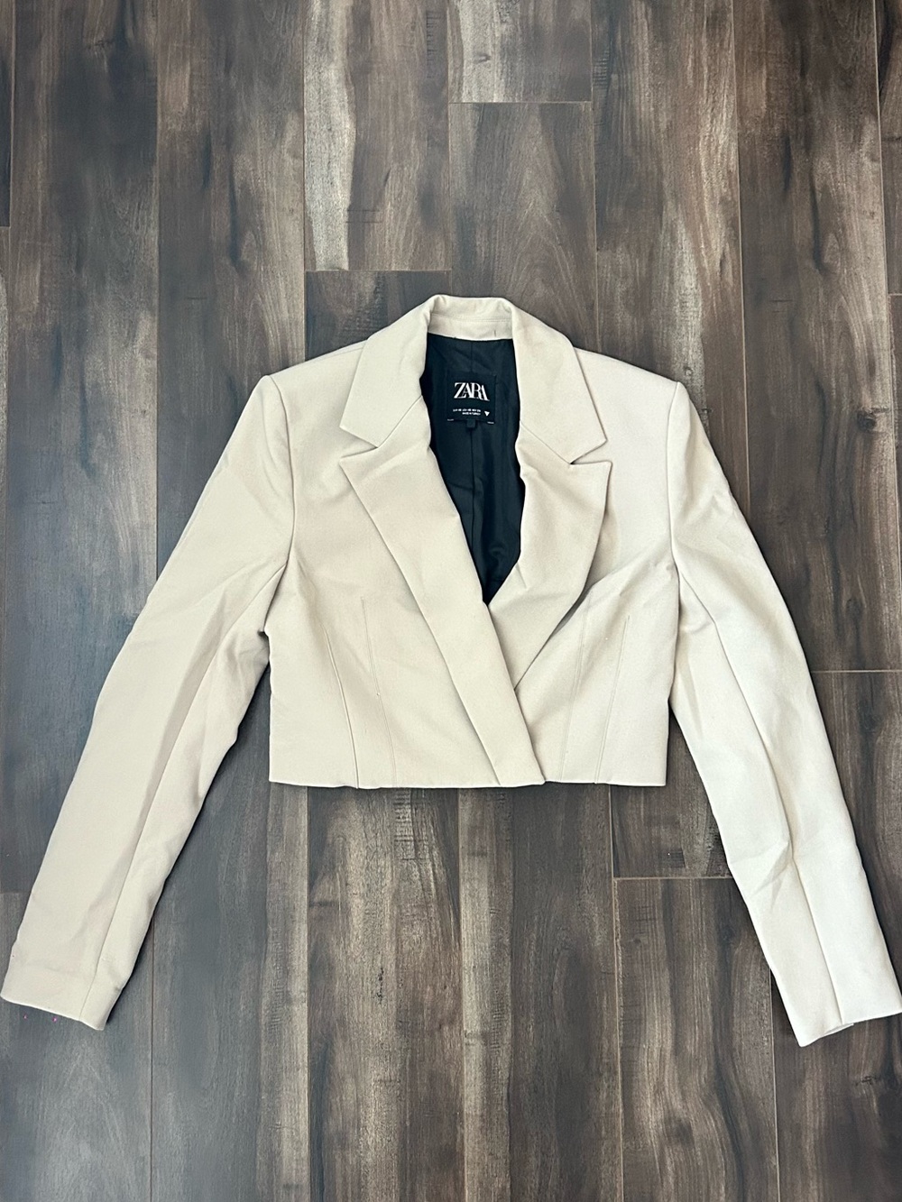 Zara Cream Cropped Tailored Blazer